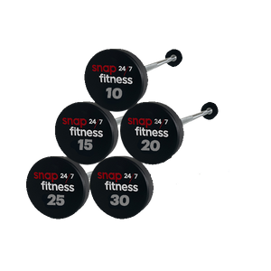 Snap Fitness 10Kg to 30Kg straight barbells - Gray Logo
