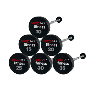 Snap Fitness 10Kg to 35Kg straight barbells - Gray Logo