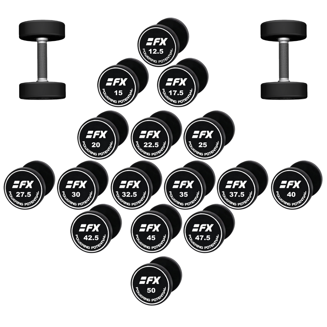 HyperFX 12.5 to 50Kg Dumbells - Dbl 12.5, 15, 17.5, 20 - Blk