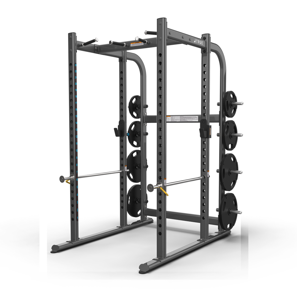 True Fitness XFW Power Rack with plate holders Charcoal
